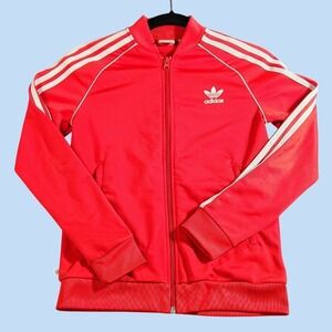 Adidas Originals Adicolor SST Track Jacket Vivid Red 3 Stripes Size Youth Medium